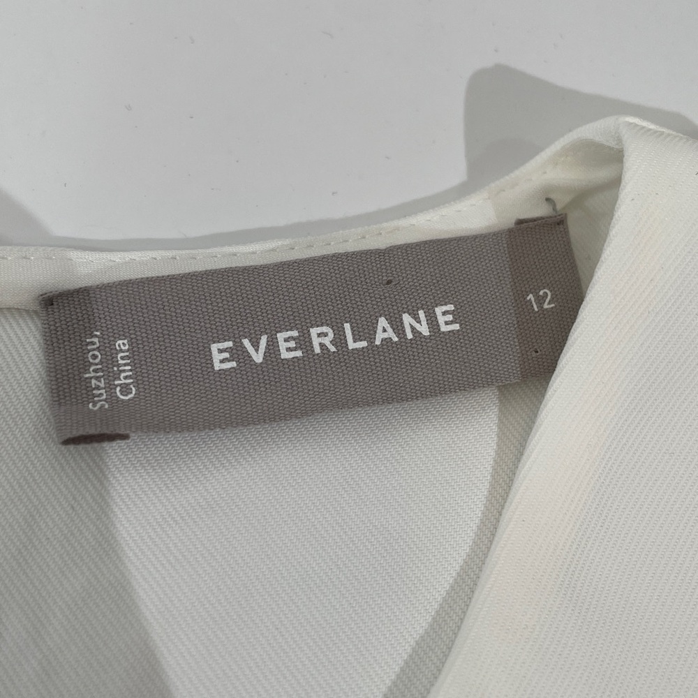 Everlane Tank Shell Top Size 12 Creamy White High Neck 100% Triacetate EUC - Picture 3 of 7